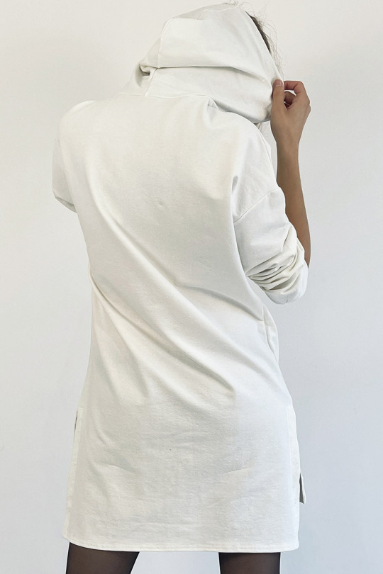 LoLL sweat tunique blanc à capuche avec poche avant - 8
