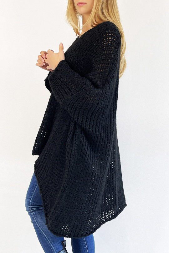 Black oversized sweater very soft and falling in flight V - 6