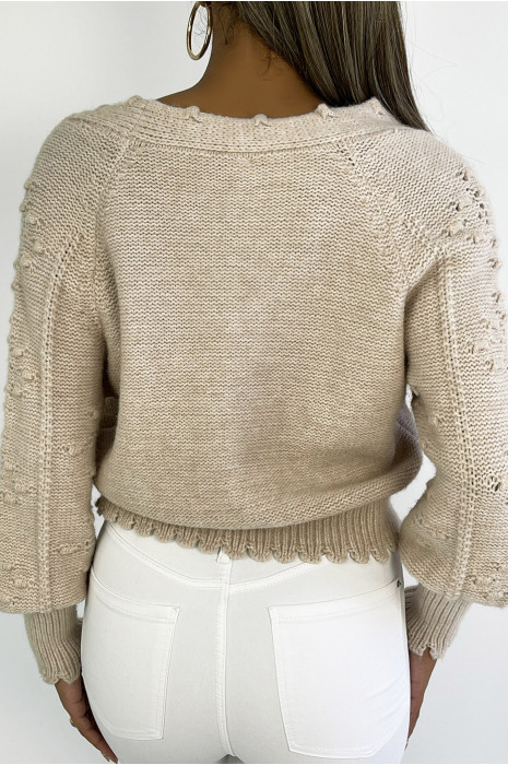 Gilet rose très tendance et bien épais avec de joli motif tressé - 3