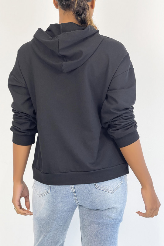 Black hoodie with pocket and SQUID GAMER writing - 1