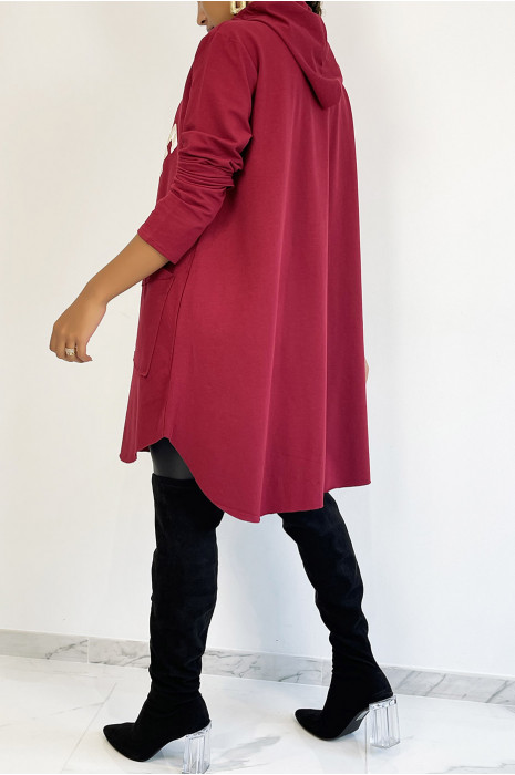 zeer oversized bordeauxrood sweatshirt met glanzende VOGUE-letters - 1