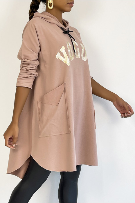zeer oversized roze sweatshirt met glanzende VOGUE-letters - 2