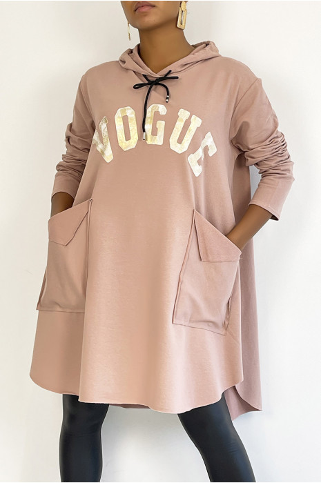 sweat très oversize rose à inscription VOGUE brillante - 3