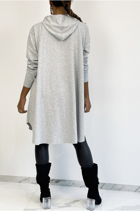 sweat très oversize gris à inscription VOGUE brillante - 1