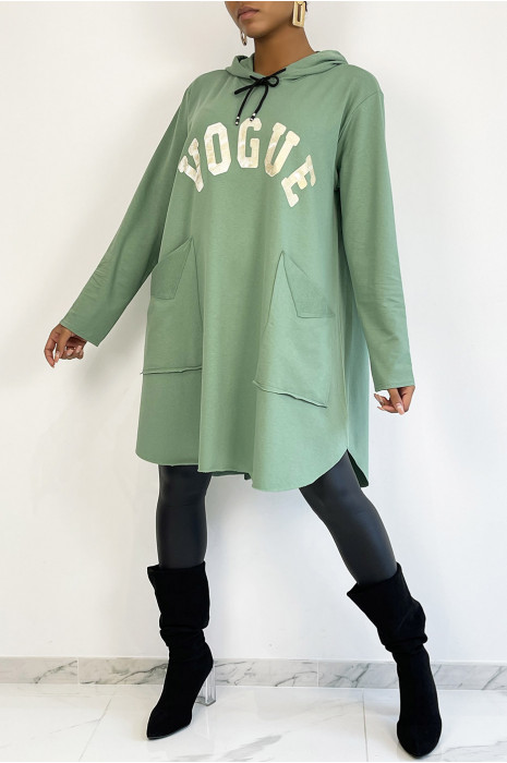 sweat très oversize verte à inscription VOGUE brillante - 5