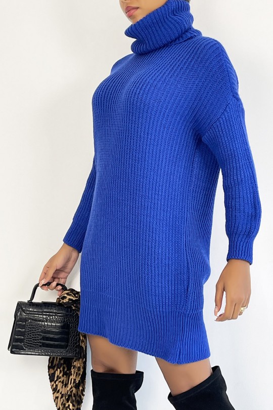 royal blue turtleneck dress
