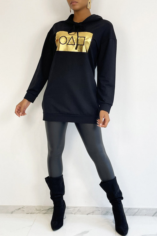 Black hoodie with golden squid game pattern - 5