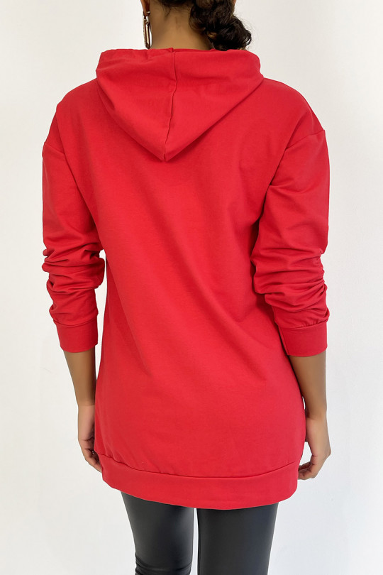 Rode hoodie met spelpatroon van gouden inktvis - 1