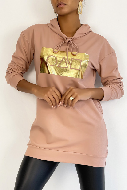 Pink hoodie with golden squid game pattern - 4 Pink hoodie with golden squid game pattern - 4