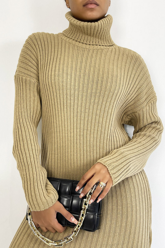 Long ribbed sweater dress with turtleneck - 2