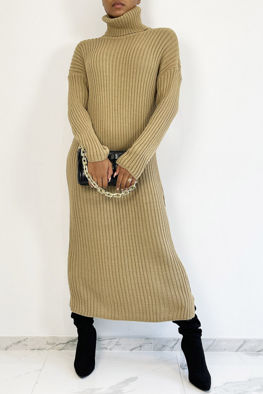 Long ribbed sweater dress with turtleneck - 5