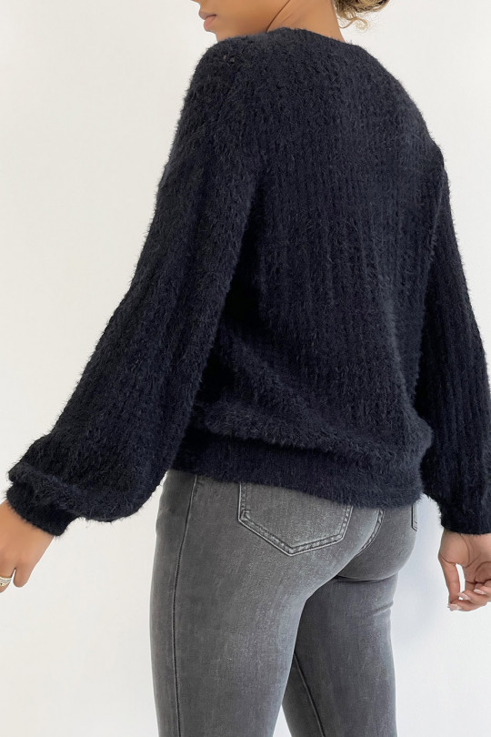 Falling and fluffy black sweater in a beautiful warm material - 3