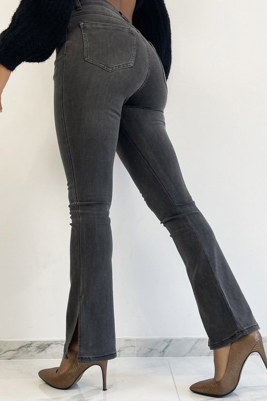 Vervaagde zwarte hoog getailleerde jeans met olifantenbeen en aangerimpelde taillesplit - 3