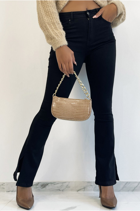 JeJJ black high waisted bell bottom with fitted slit at the waist - 8