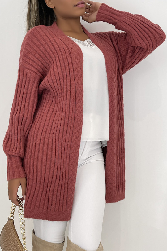 Long, very thick cognac cardigan in a beautiful fluffy material - 2
