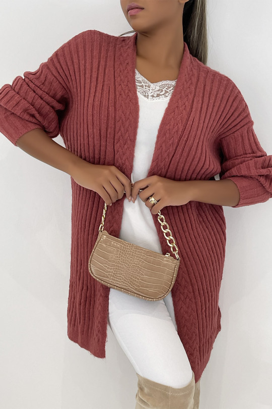 Long, very thick cognac cardigan in a beautiful fluffy material - 3