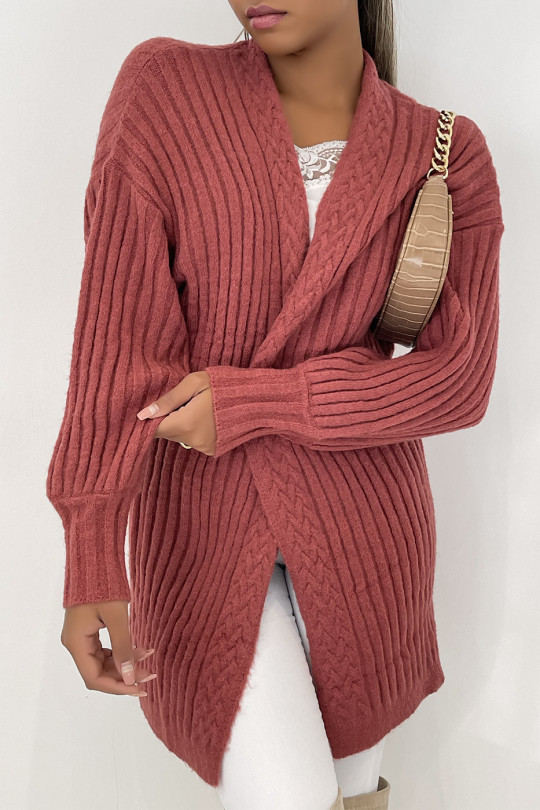 Long, very thick cognac cardigan in a beautiful fluffy material - 5