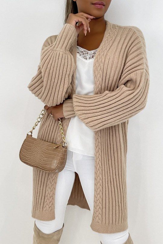 Long, thick camel cardigan in a beautiful fluffy material - 2