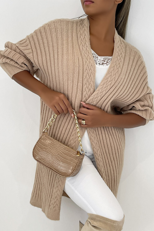 Long, thick camel cardigan in a beautiful fluffy material - 4