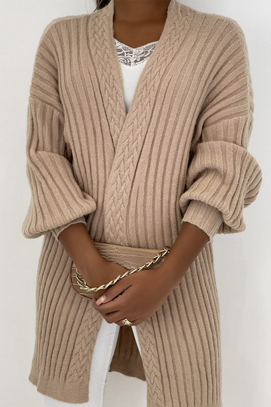 Long, thick camel cardigan in a beautiful fluffy material - 7