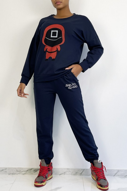 Navy jogging set with drawing and writing SQUID GAME - 1