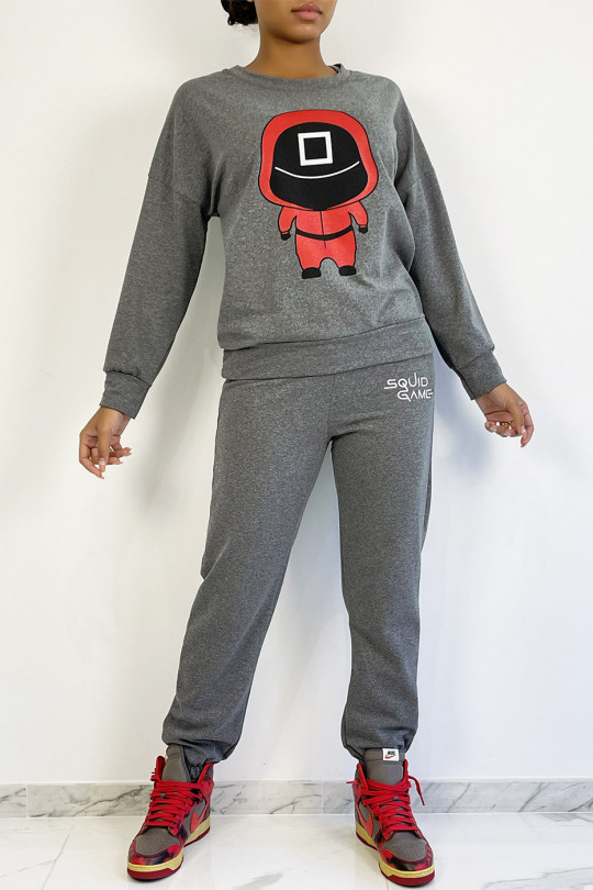 Anthracite jogging set with drawing and writing SQUID GAME - 1