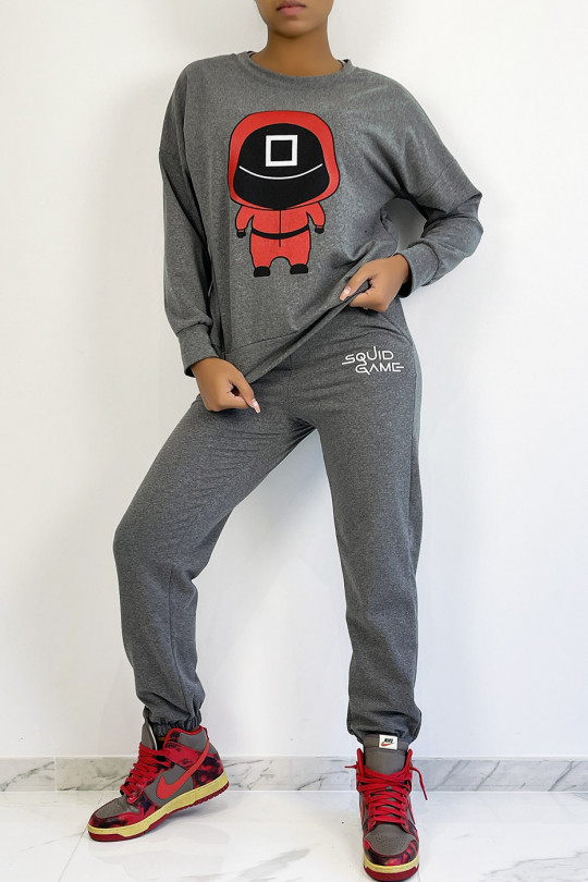 Antraciet joggingset met tekenen en schrijven SQUID GAME - 2