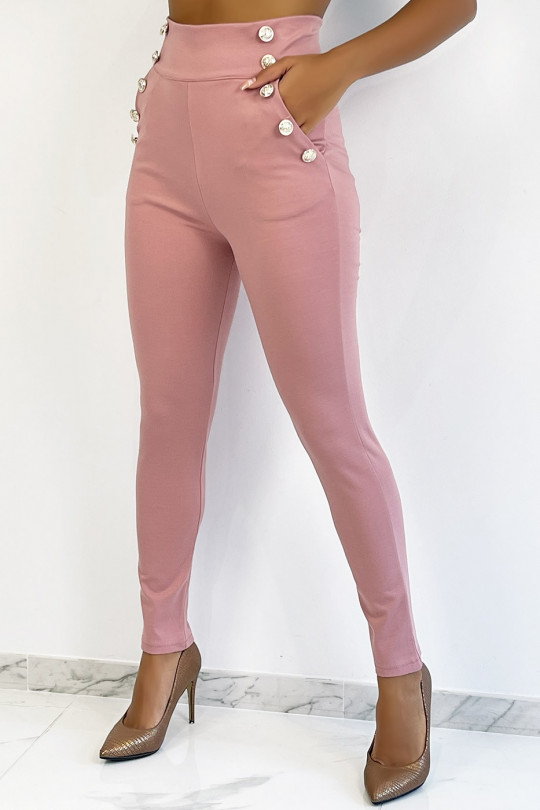 Pantalon rose avec poches style officier avec poches - 1
