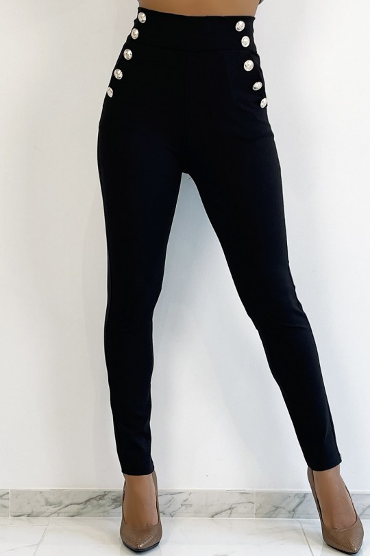 Black trousers with officer style pockets with pockets - 1