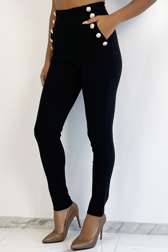 Black trousers with officer style pockets with pockets - 2