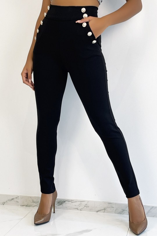 Black trousers with officer style pockets with pockets - 3