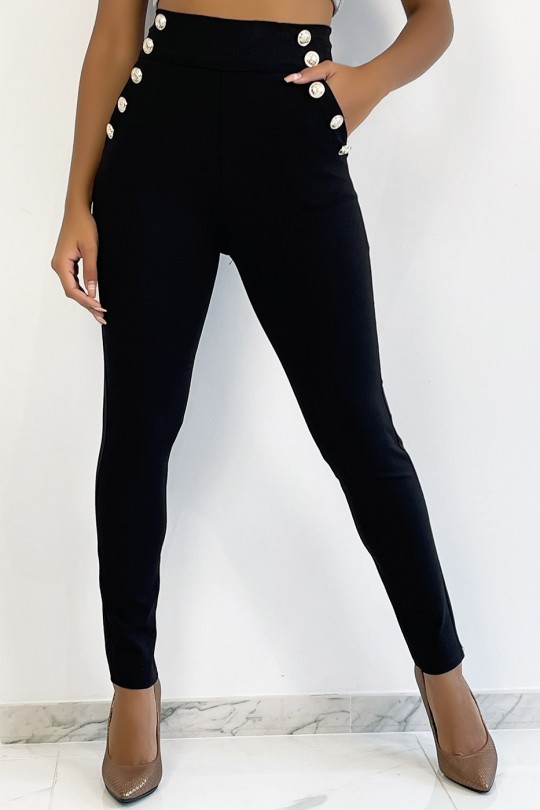 Black trousers with officer style pockets with pockets - 4