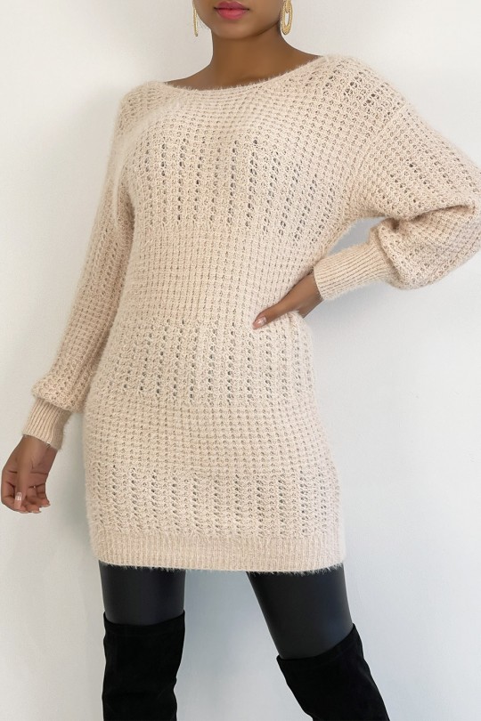 grof gebreide roze trui