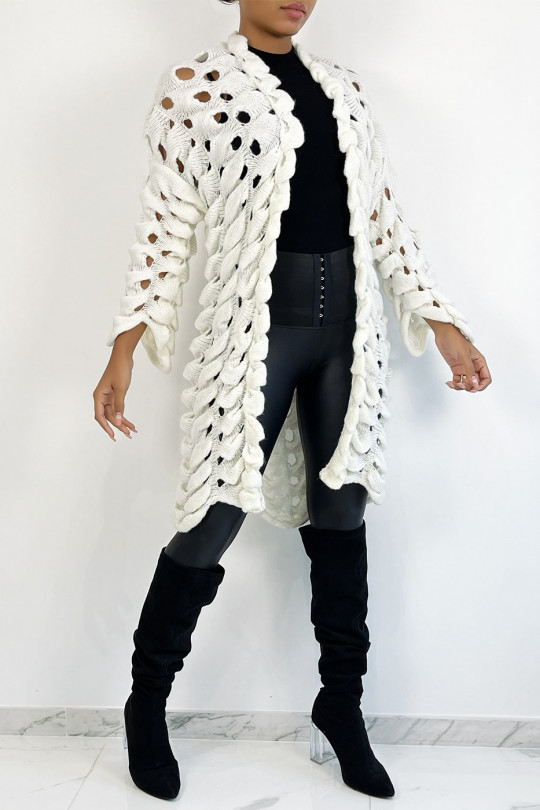 CaVZigan in very original large openwork knit white - 1