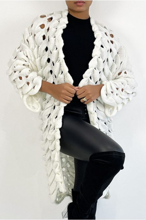 CaVZigan in very original large openwork knit white - 2