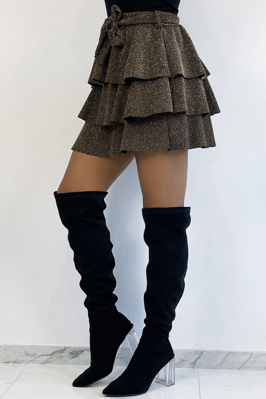Short skirt with ruffle and gold sequins - 4