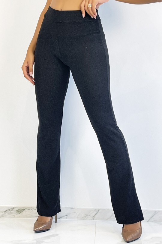 Very comfortable black flared pants with sequins - 2