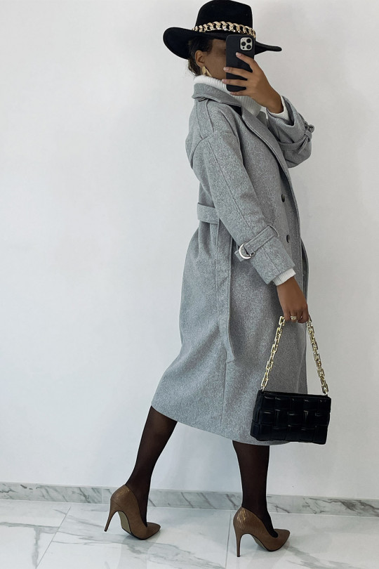 Classic long gray coat officer style - 5
