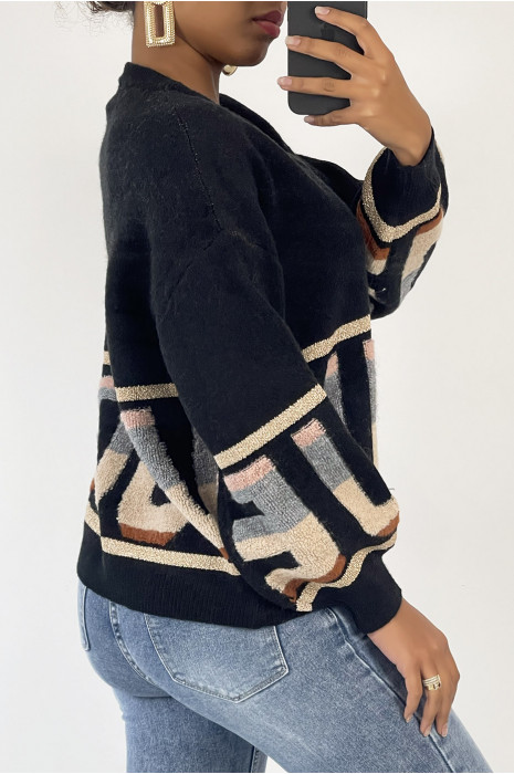 Pull bouffant noir style rétro à inscription VOGUE - 2