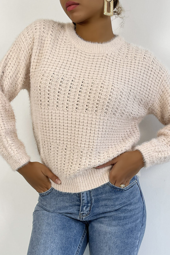 Pink sweater with a soft puffed effect - 3
