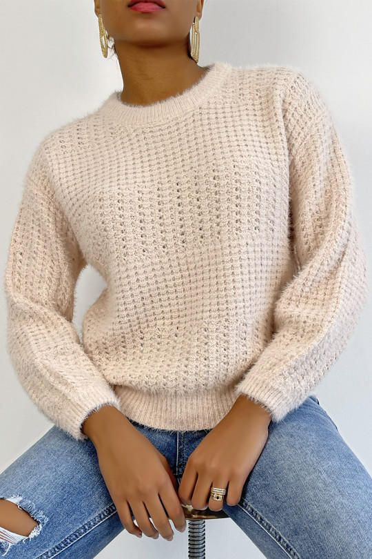 Pink sweater with a soft puffed effect - 5