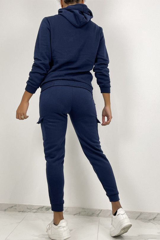 Navy jogging set with pockets and fleece interior - 6