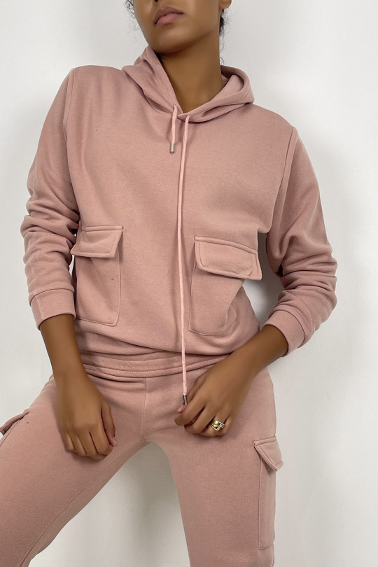Pink jogging set with pockets and fleece interior - 3