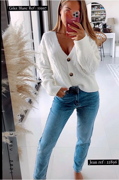 Gilet classique court en maille torsadée - 2