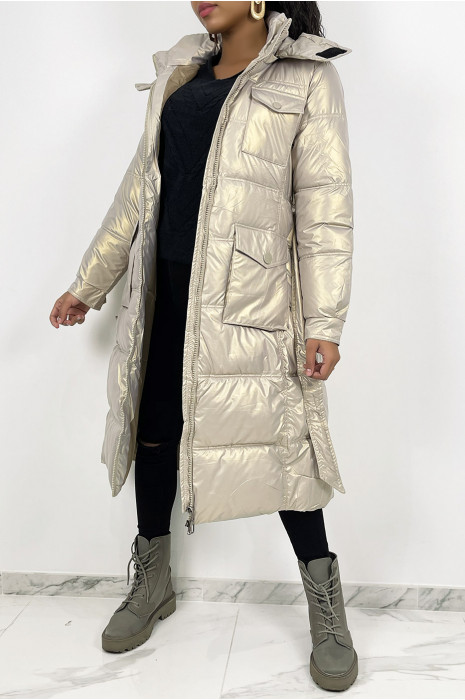 Iridescent longline deals puffer parka