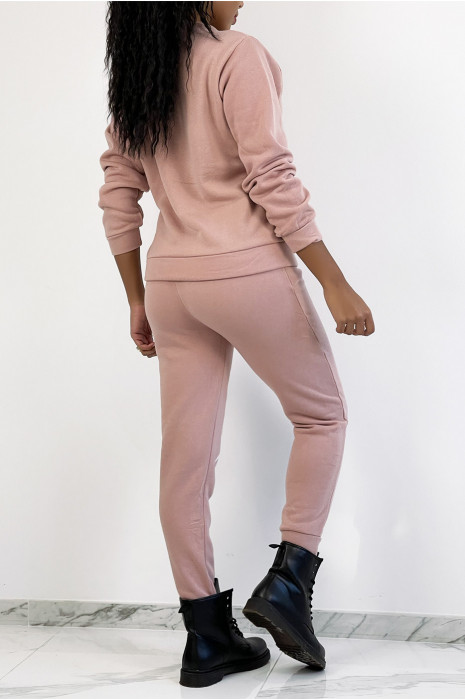 Ensemble jogging rose à inscription "VOGUE" et interrieur duveteux - 6