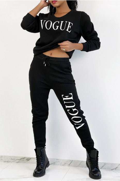 Black jogging set with "VOGUE" inscription and downy interior - 2