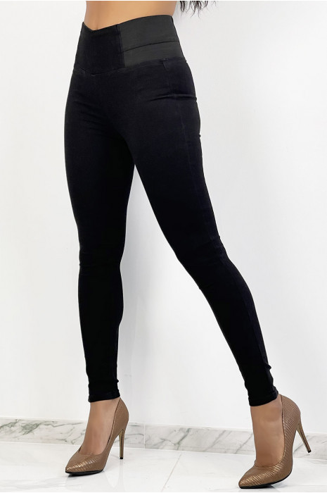Marineblauwe jegging met elastische tailleband - 3