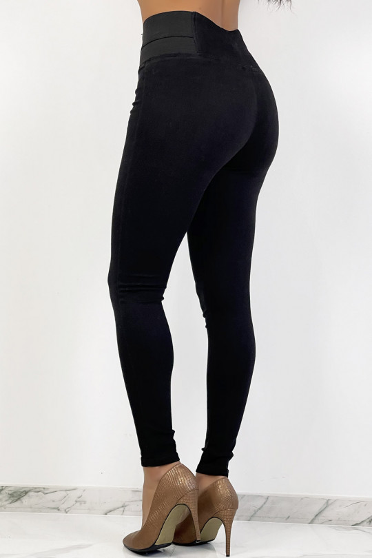 Navy Jeggings with Elastic Waist Panel - 4