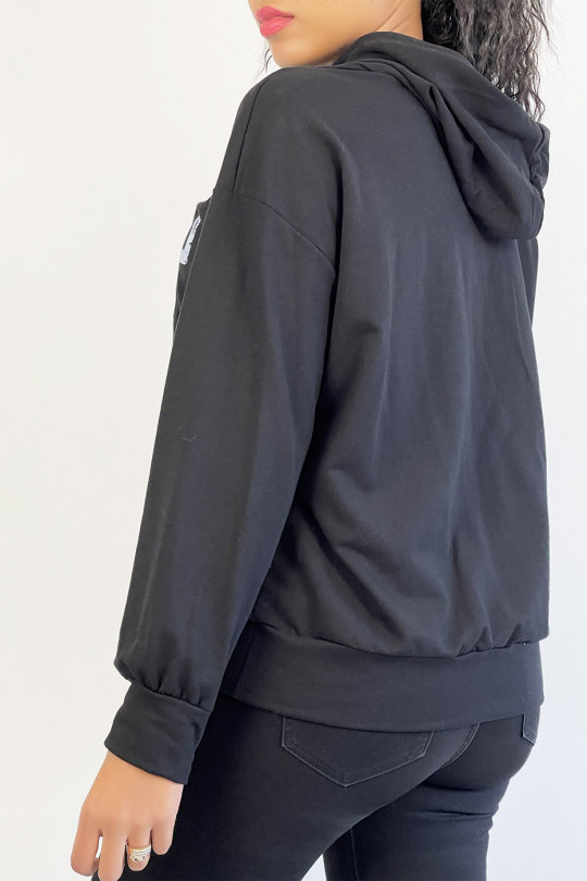 Zwarte hoodie met op inktvis geïnspireerde print - 5
